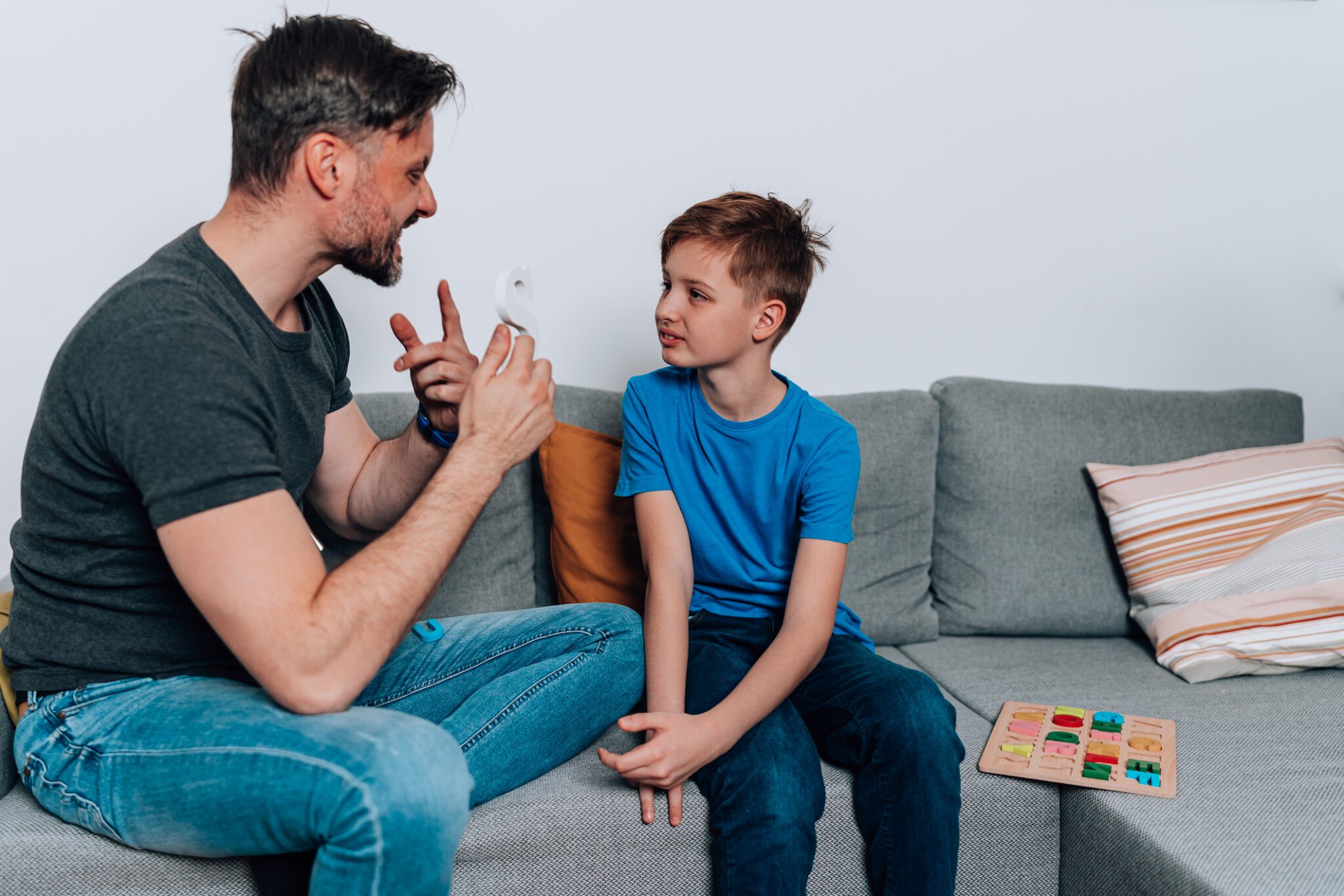 Dad explaining to his child